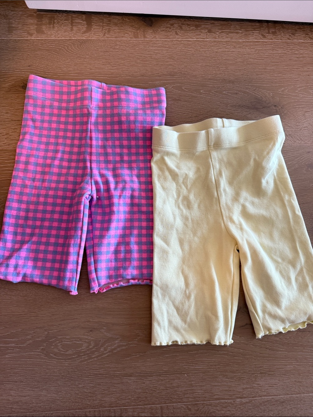 Zara Pink Gingham and Pale Yellow Bike Shorts - 2-Pack
